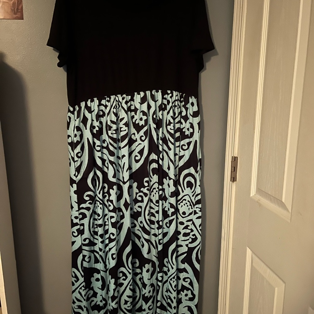 Black and Blue Patterned Maxi Dress